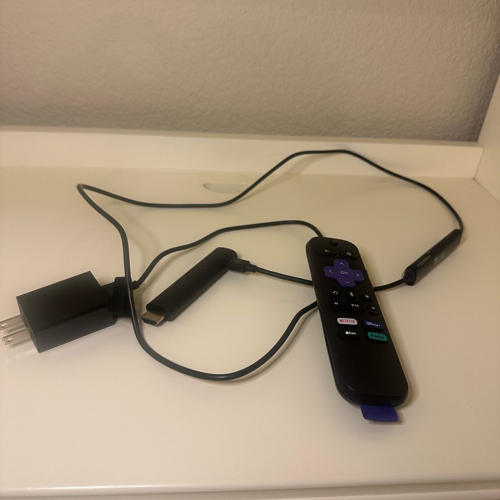 Roku Media Streamer with Black and Purple Remote